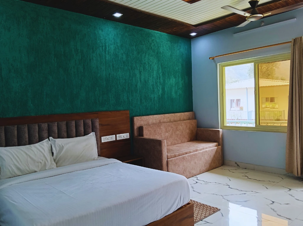 Room view of deluxe cottage in Rishikesh